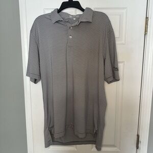 Peter Millar Summer Comfort Golf Polo Shirt LG Gray Striped Embroidered Logo
